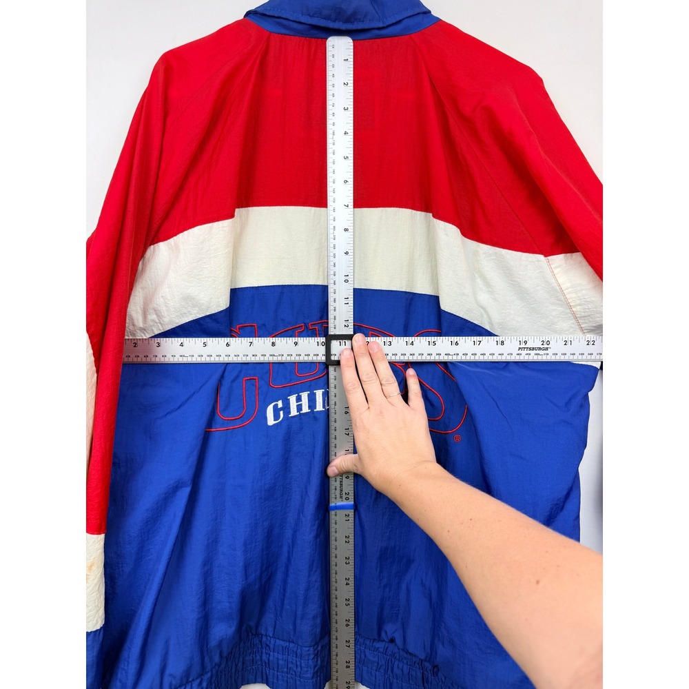 Vintage Chicago Cubs Logo 7 Windbreaker Jacket Red White Blue MLB Mens XL 1990s - Picture 7 of 10